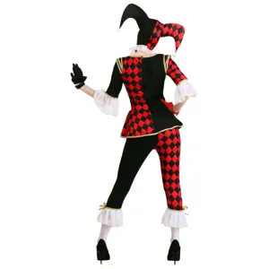 Costume de fete d'Halloween harlequin rouge et noir costume de cosplay pour femmes