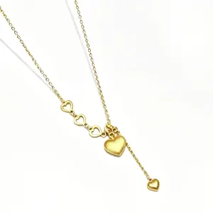 Retro gebürstete goldene Herz Lariat Schlüsselbein Kette Titanstahl Halskette Alltag