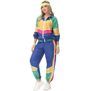 Chándal retro colorblock disfraz de fiesta años 80 90 ropa deportiva vintage para festival