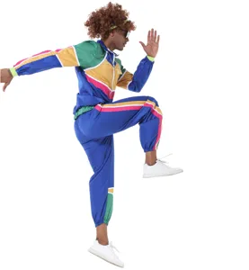 Chándal retro de los años 80 y 90 colorblock unisex disfraz de discoteca atuendo hip hop