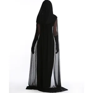 Halloween Vampire Sorcière Déguisement Noir Capuche Cape Robe Cosplay Fête Tenue