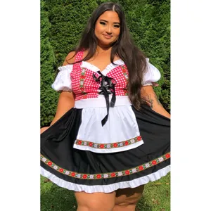 Plus size German Oktoberfest costume dirndl dress for women party cosplay uniform outfit.