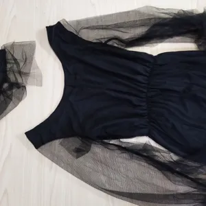 Black gothic mesh long sleeve dress for women adult halloween costume spooky cosplay party wear