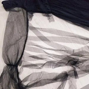 Black mesh fabric sleeve detail for Halloween ghost vampire cosplay costume party dress apparel.