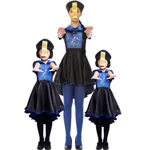 Dames Halloween Chinese Zombie Cosplay Kostuum Traditioneel Qing Dynastie Geest Jurk Hoed En Sokken Voor Feest Kleding
