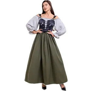 Mittelalter Retro Kostüm Kleid Ärmel Detail und Korsett Schnürung Nahaufnahme Ansicht.