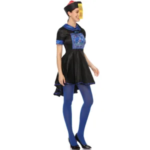 Halloween Chinese vampier cosplay kostuum set met officieel hoedje en jurk voor vrouwen.