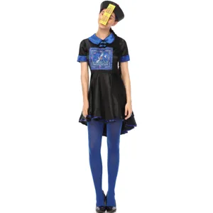 Halloween vrouwen Chinese zombie cosplay kostuum jurk met hoed en rekwisiet setje.