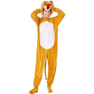 Adult animal cosplay onesie costume cute yellow plush jumpsuit for women party stage performance halloween