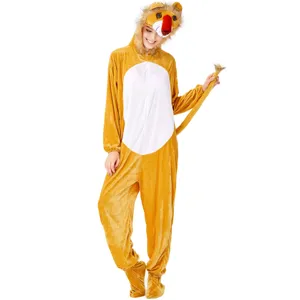 Adult women animal cosplay onesie Halloween stage performance cute costume with hood and tail.