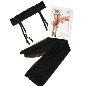 Women's Sexy Lace Garter Belt And Mesh Stockings Set Detachable Lingerie Thigh High Mesh Socks For Dating Nightwear