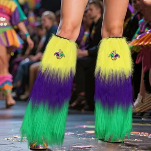 Bunte Karneval Pluesch Beinstulpen fuer Festival Partys, tolle Kostuem Accessoires.