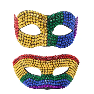 Masque de bal masqué en strass scintillants cristal coloré demi-visage fête accessoire