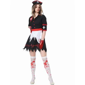 Costume da infermiera insanguinata Halloween zombie uniforme medica per donna festa party