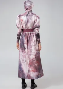 Halloween Cosplay langes Kleid Set mit passendem Kopftuch und Gürtel für Party.