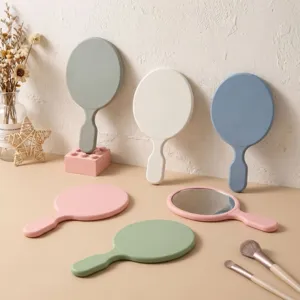 Specchio a Mano Semplice con Manico Ovale Colore Macaron Specchio Trucco Principessa Specchio Portatile per Viaggio Quotidiano Regalo Donna