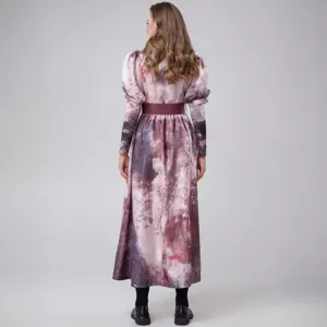 Halloween Zombie Cosplay Langarmkleid Party Kostüm mit Bluteindruck und Puffärmeln.
