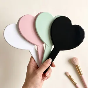 Herzförmiger Hand Make-up-Spiegel Tragbarer Kosmetikspiegel Mit Griff ABS Rahmen Herzspiegel Für Damen Tägliches Schönheitsgeschenk