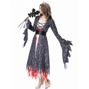 Halloween bloody ghost bride cosplay dress zombie vampire queen dark gothic costume