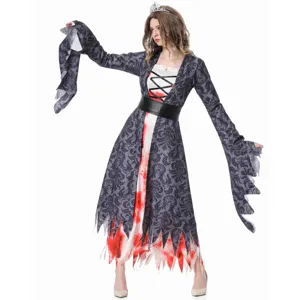 Halloween bloody ghost bride queen vampire princess long sleeve dress cosplay costume outfit