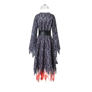 Halloween bloody ghost bride vampire cosplay dress with tiara and belt for women and girls