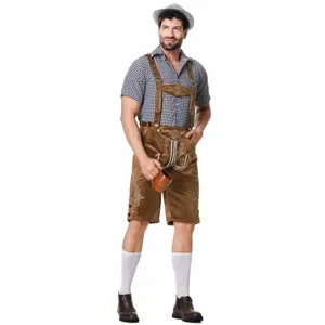 Traditionelles bayerisches Oktoberfest Lederhosen Kostüm Set für Herren mit Karohemd.