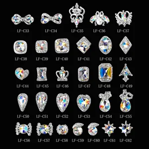 Alloy nail art charms with sparkling K9 rhinestones for creative DIY manicure decorations