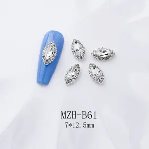 Nagelkunst Strass Charms Silber Legierung klare Marquise Kristall DIY Maniküre Dekore
