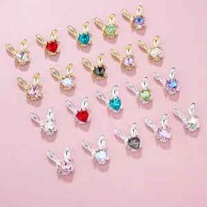 Ins Style Long Ear Bunny Rhinestone Nail Art Charms Alloy Rabbit Nail Gems DIY Manicure Decor