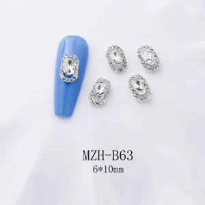 Silberne Legierung ovale Kristall Nagelkunst Charms fuer DIY Maniküre Strass 6x10mm