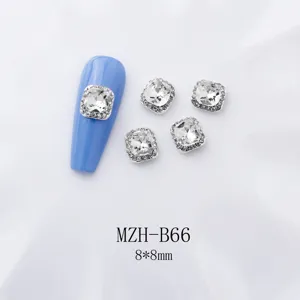 Quadratische Nagel-Strasssteine transparentes Kristall Diamant Legierung Nagelkunst DIY 8x8mm