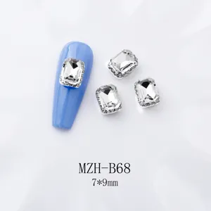 Kristall Nagel Strasssteine Smaragdschliff DIY Anhänger klare Diamant Nail Art 7x9mm