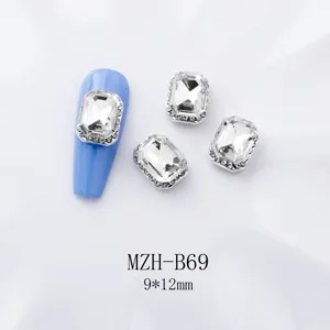 Kristall quadratische Nagel-Charms Legierung Strass DIY Maniküre Zubehör Detailansicht 9x12mm