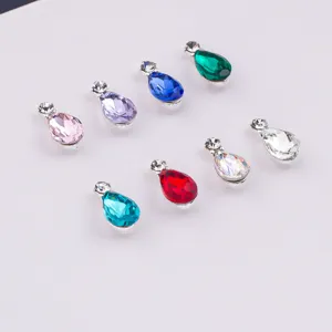 Teardrop glass nail charms double crystal rhinestone alloy art accessories multi color