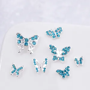 Ciondoli in Lega di Strass per Nail Art a Farfalla Blu Lago Stile Giapponese Decorazione per Unghie Lucida Fai da Te Manicure Gioielli Donna
