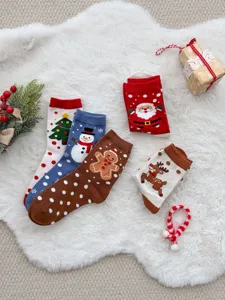 Leuke kerstsokken voor vrouwen middelhoge buis winter warme gekamd katoen vakantie cadeauset