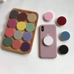 Colorful solid color collapsible phone grip stand desktop mobile phone holder accessory detail view