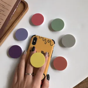Minimalist solid color expandable phone grip socket, stylish desk stand holder for mobile.