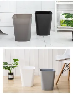 Poubelle en plastique carrée ouverte minimaliste moderne pour cuisine et bureau pro.