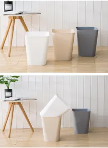 Poubelle carrée ouverte en plastique de couleur unie minimaliste pour bureau cuisine