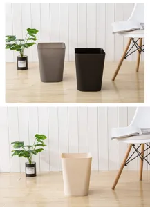 Poubelle carrée simple sans couvercle en plastique pour la maison le bureau et la cuisine.