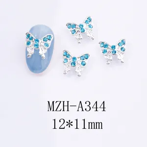 Strass per nail art con farfalla in stile giapponese pendenti in cristallo blu lago manicure.