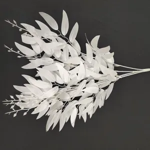 Artificial white willow leaf vine bunch for wedding decoration and floral arrangements.