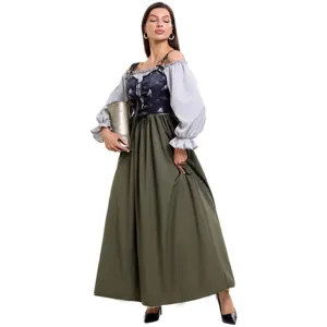 Mittelalter Renaissance Gothic Kleid Damen Vintage Kostüm Cosplay Halloween Party Bühne Outfit S-XL