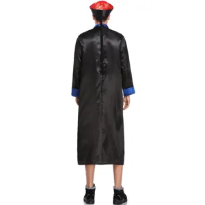 Halloween Chinese stijl cosplay kostuum zombie Qing dynastie zwarte gewaad detail weergave