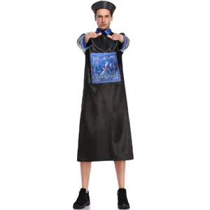Halloween Chinese Vampier Cosplay Kostuum Uit Qing Dynastie Officiële Gewaad Voor Mannen