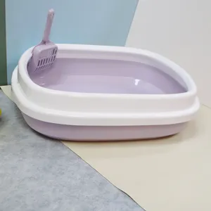 Bacs à litière pour chat en plastique semi-fermé avec pelle anti-éclaboussures animal.