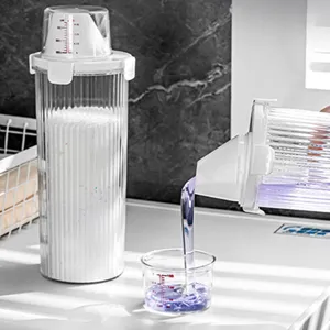Thickened laundry liquid storage jar with measuring cup sealed transparent container for powder