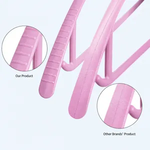 Traceless stackable clothes hanger wide shoulder non-slip pink plastic household drying rack