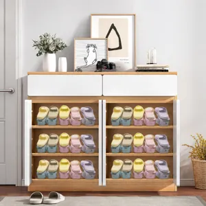 Adjustable double layer plastic shoe rack for home and dorm organization, main view.